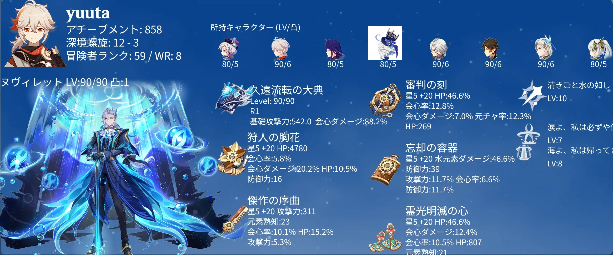 プロファイル表示(原神)